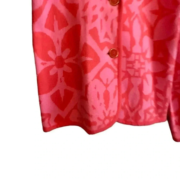 Pink Geometric Floral Sweater Soft Suiting Blazer - Picture 3 of 9